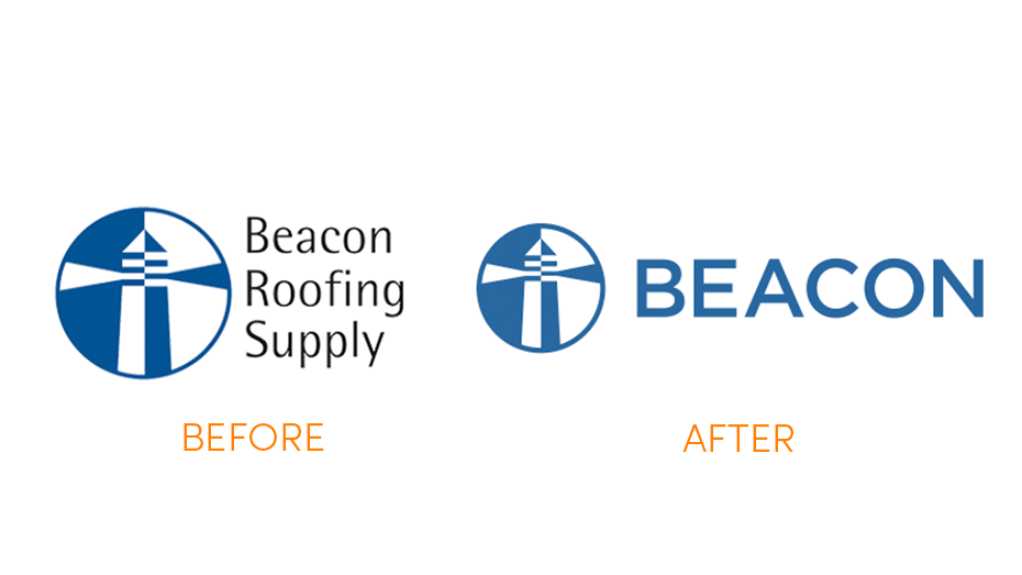 Beacon Roofing Supply logo before and after